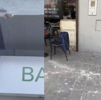 Jujeño tomaba un café tranquilo y casi lo aplasta el techo del Banco Comafi