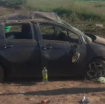 Cuatro norteñas heridas tras impactante vuelco. El auto quedó destruido