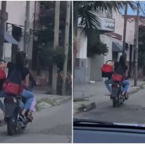 Imprudencia al volante: Así iban dos jujeñas en la moto