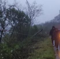 Jujeña iba en su moto, no vio un cable que habia colgando y quedó enredada