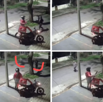 HAY VIDEO: repartidor de Pedidos Ya reaccionó con un machete a un intento de robo